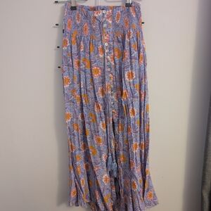 RACHEL Rachel Roy Blue and Orange Floral Maxi Skirt